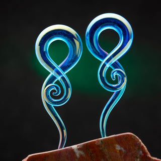 Iridescent Blue Treble Glass Hangers