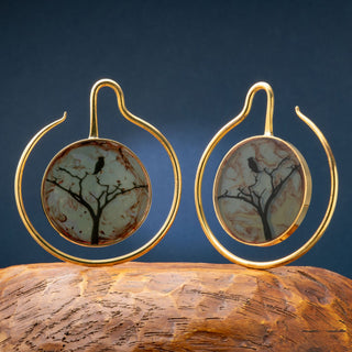 Brass Hangers with Resin Owl in Tree