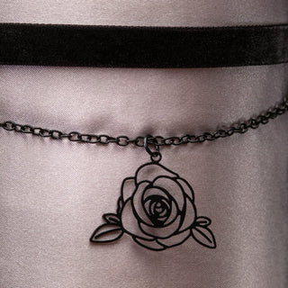 Black Rose Outline Choker