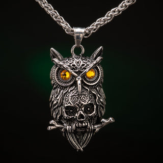 Large Owl and Skull Necklace