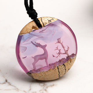 Reindeer Wood and Epoxy Necklace