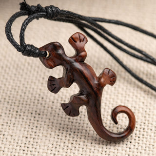 Gecko Wood Necklace