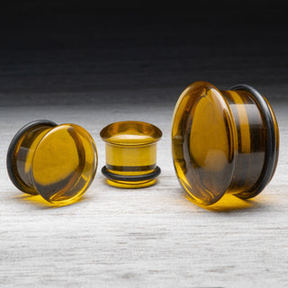 Amber Orange Single Flare Glass Plugs