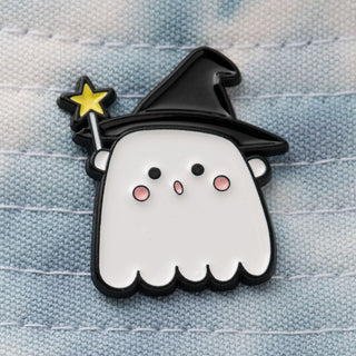 Cute Ghost with Magic Wand Pin