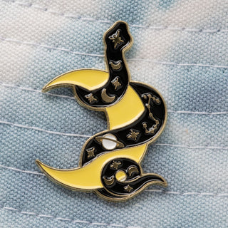 Celestial Snake with Crescent Moon Pin