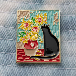 Sunflowers Cat Pin