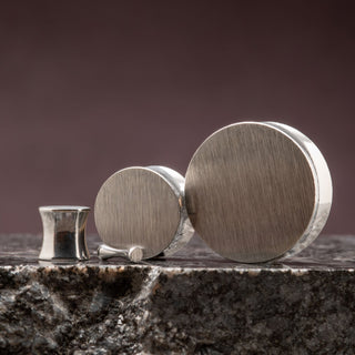 Brushed Metal Steel Double Flare Plugs