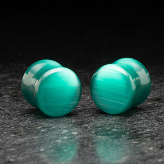 Green Glass Cat Eye Plugs