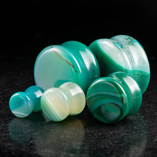 Green Agate Double Flare Plugs