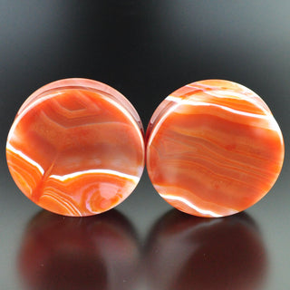 Red Banded Agate Double Flare Plugs # GRB-050-6-P