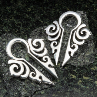 Scroll Pattern Keyhole White Brass Ear Weights Hangers