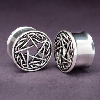 Pentagram Double Flare Steel Plugs