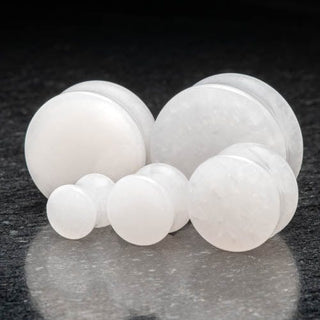 White Jade Double Flare Plugs