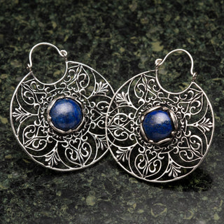 Silver Plated Brass Hangers with Lapis Lazuli