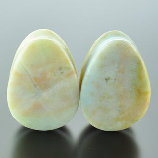 Amazonite Teardrop Plugs # AMZ-035-14-D  (35mm)