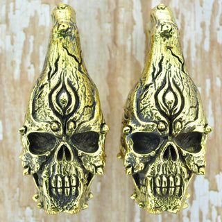 Skull Brass Ear Weights Hangers